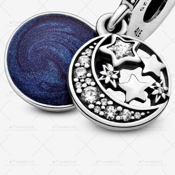 Pandora Moon & Blue Sky Dangle Charm - Picture 2 of 6